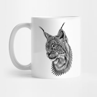 Eurasian lynx big cat ink illustration Mug